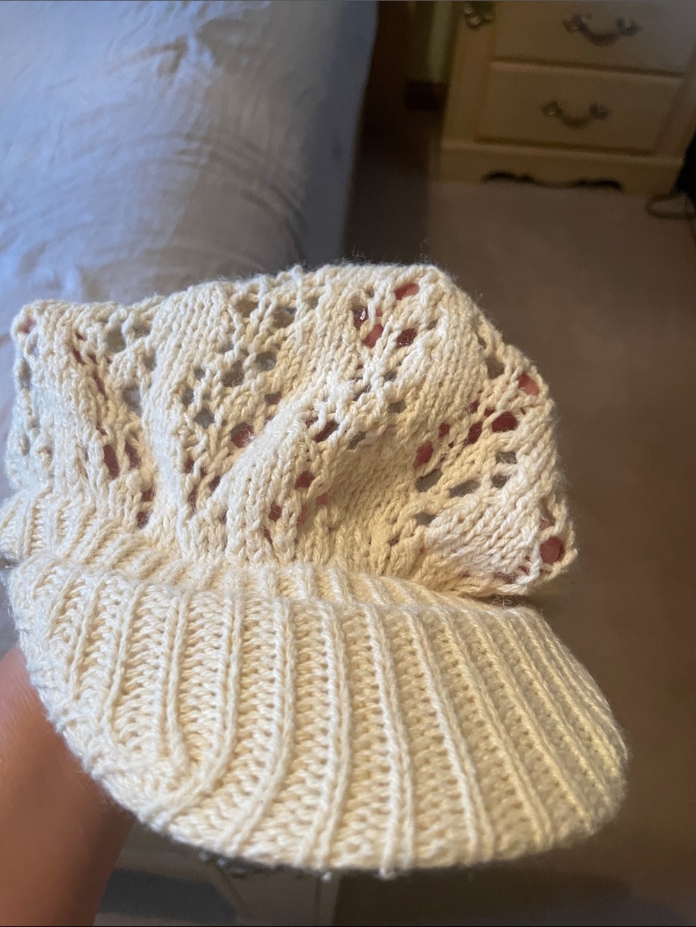 American Eagle Outfitters Cream Knit Slouchy Hat